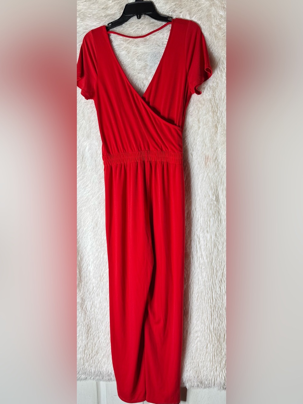 Express Red Wide Leg Faux Wrap Jumpsuit Size S/P - Picture 4 of 4